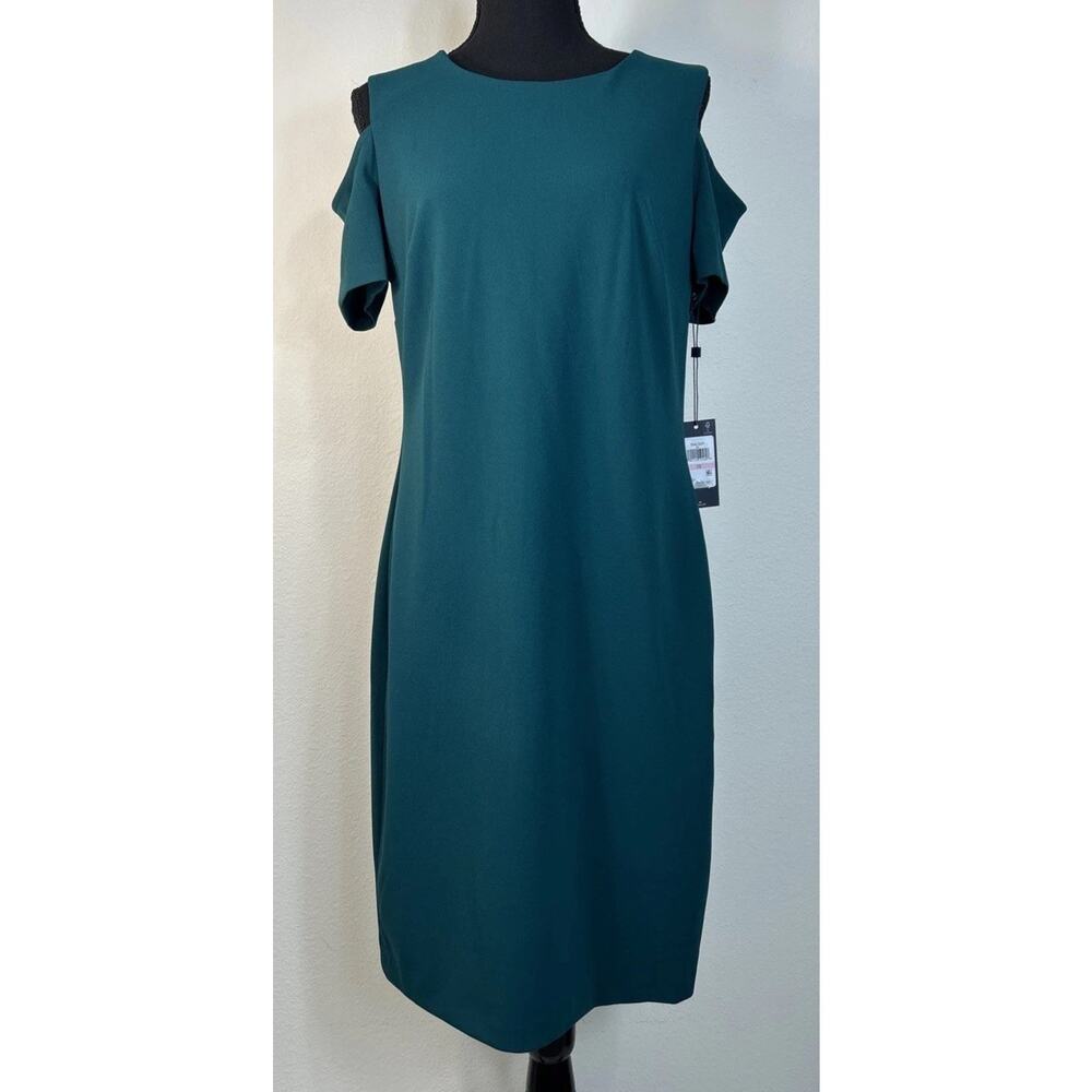 Tommy Hilfiger Dark Green Cold Shoulder Cocktail Sheath Dress Size 10 NWT